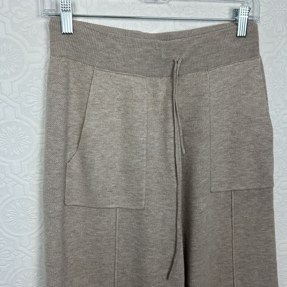 Nap Heverly Ann Set Matching Loungewear Wool Blend Tan Cream Neutrals Wide Leg - Picture 13 of 16